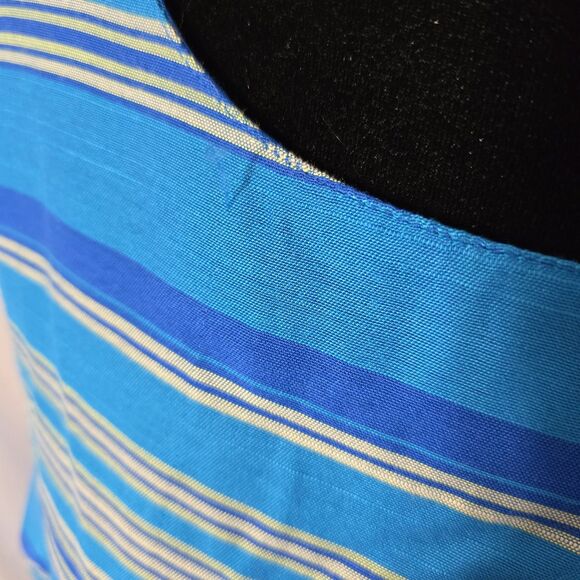 Vintage 90s Tank Top Blouse Size 16 Womens Stripe Blue Button Back Spring Summer - Picture 13 of 13